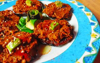 Shiitake rellenas de tomate seco